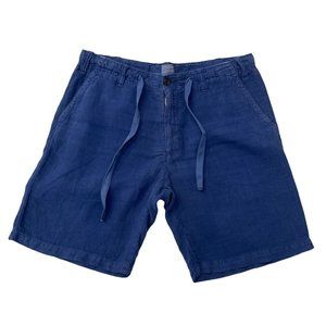 Hartford Tank Linen Downstring Shorts  - Navy Blue | 50